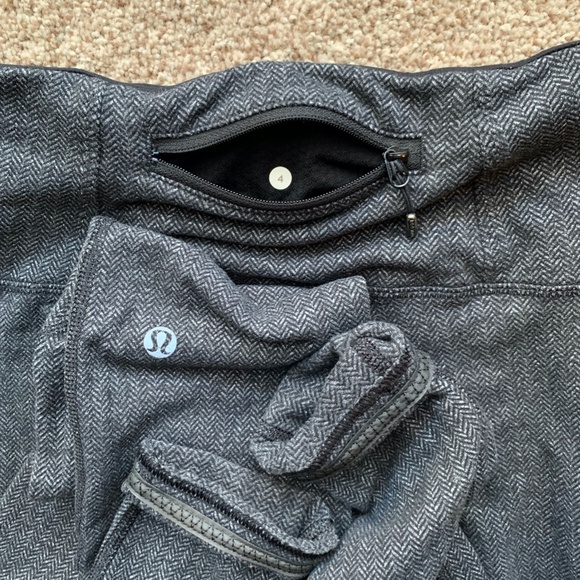 Lululemon 4 Runder Under Rulu Pant Herringbone Black Grey Tight Legging Speed - Picture 9 of 13